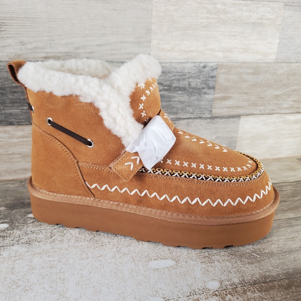 Vintage Havana Grand 1 Womens Booties Sz 10 Chestnut Suede Hook & Loop Ankle